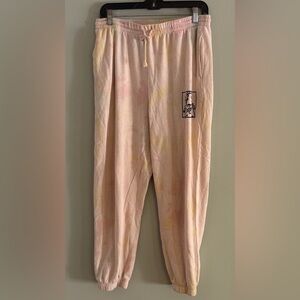 Keith Haring Artsy New York City Pastel Tie-Dye Joggers Graphic Women’s Medium M